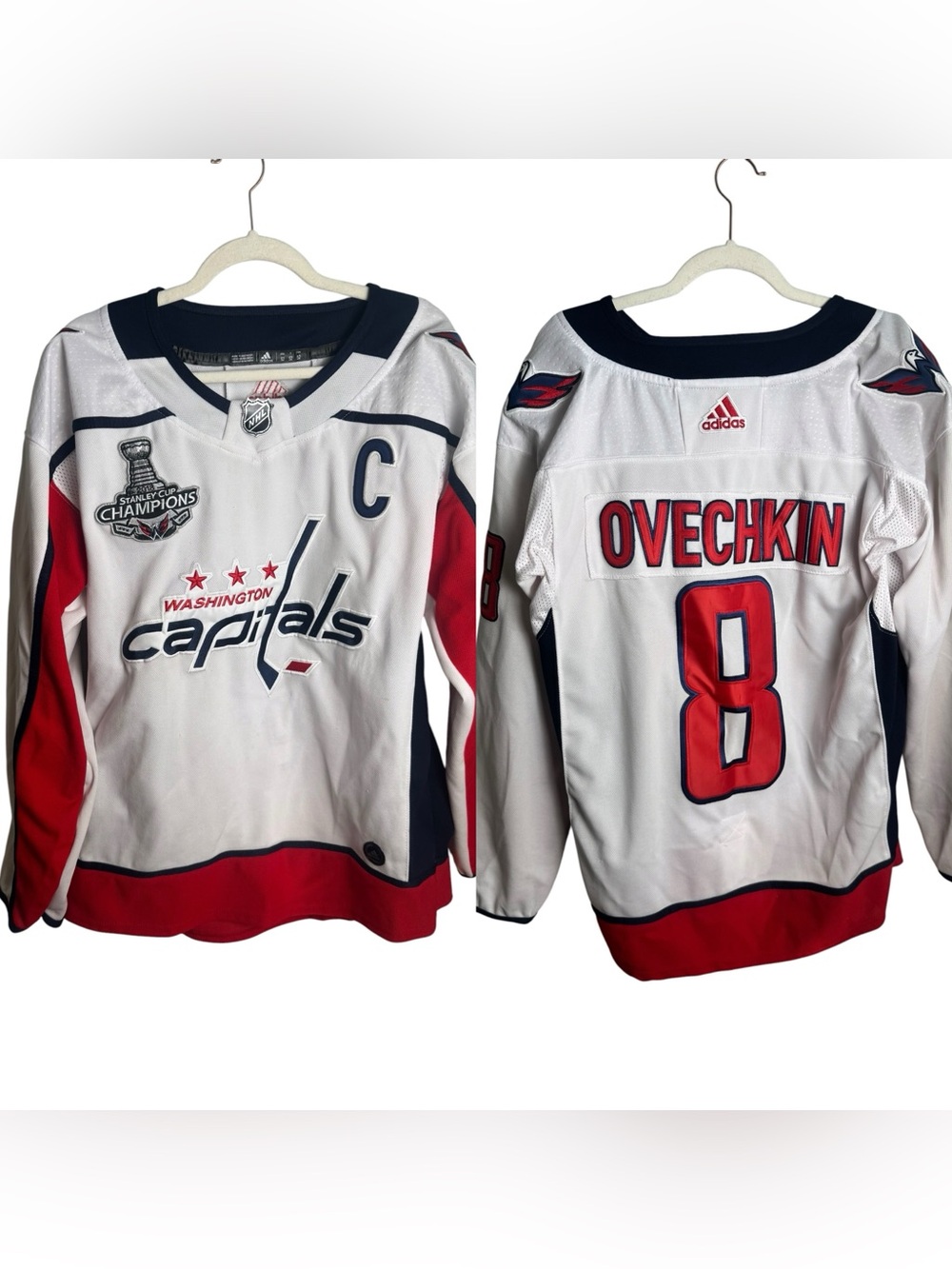 Adidas Washington Capitals Alexander Ovechkin White 2018 Stanley Cup Away Jersey